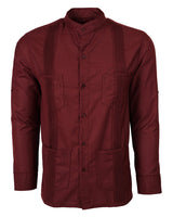 Merlot Red Four Pocket Traditional Guayabera