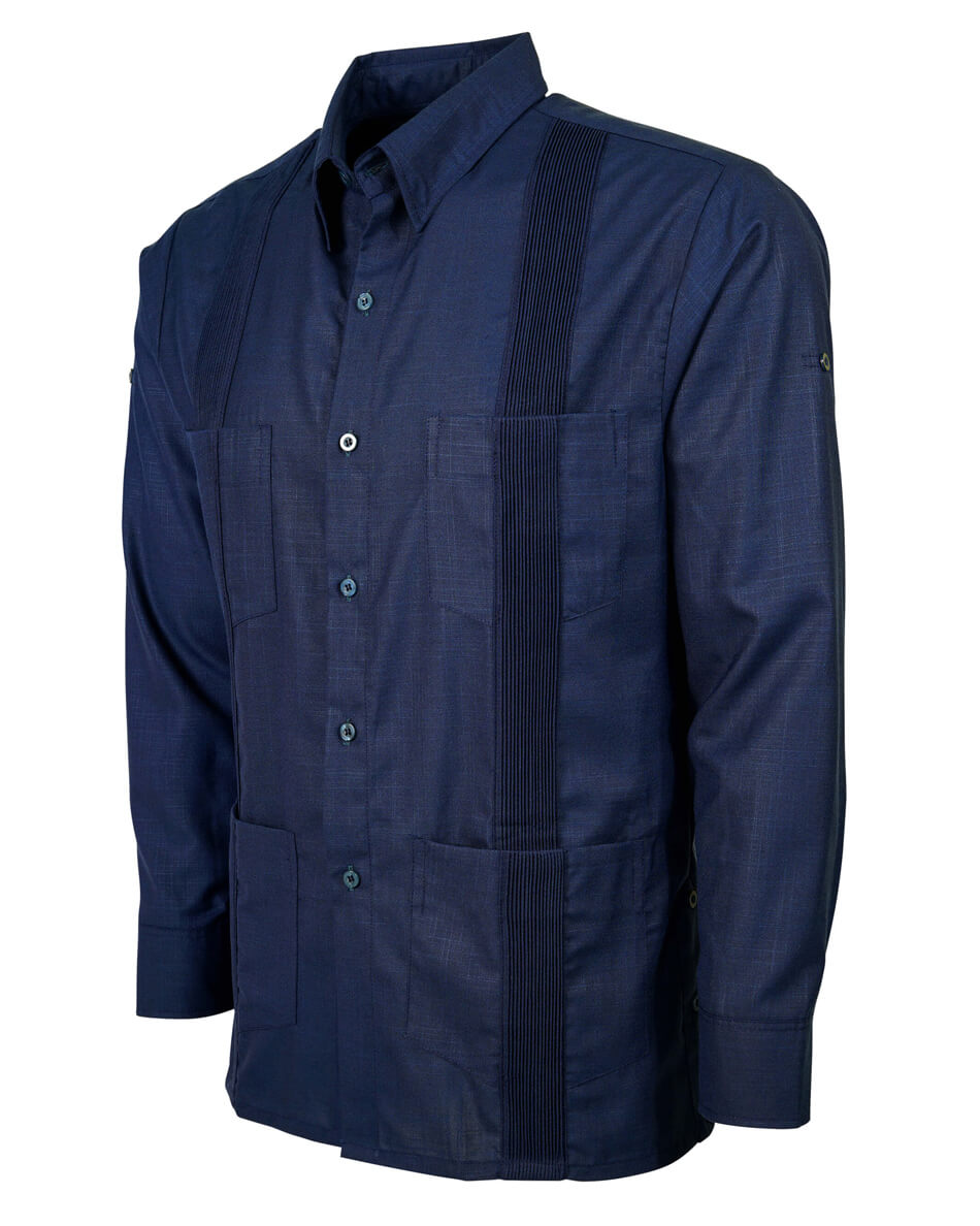 Navy Blue Four Pocket Traditional Guayabera