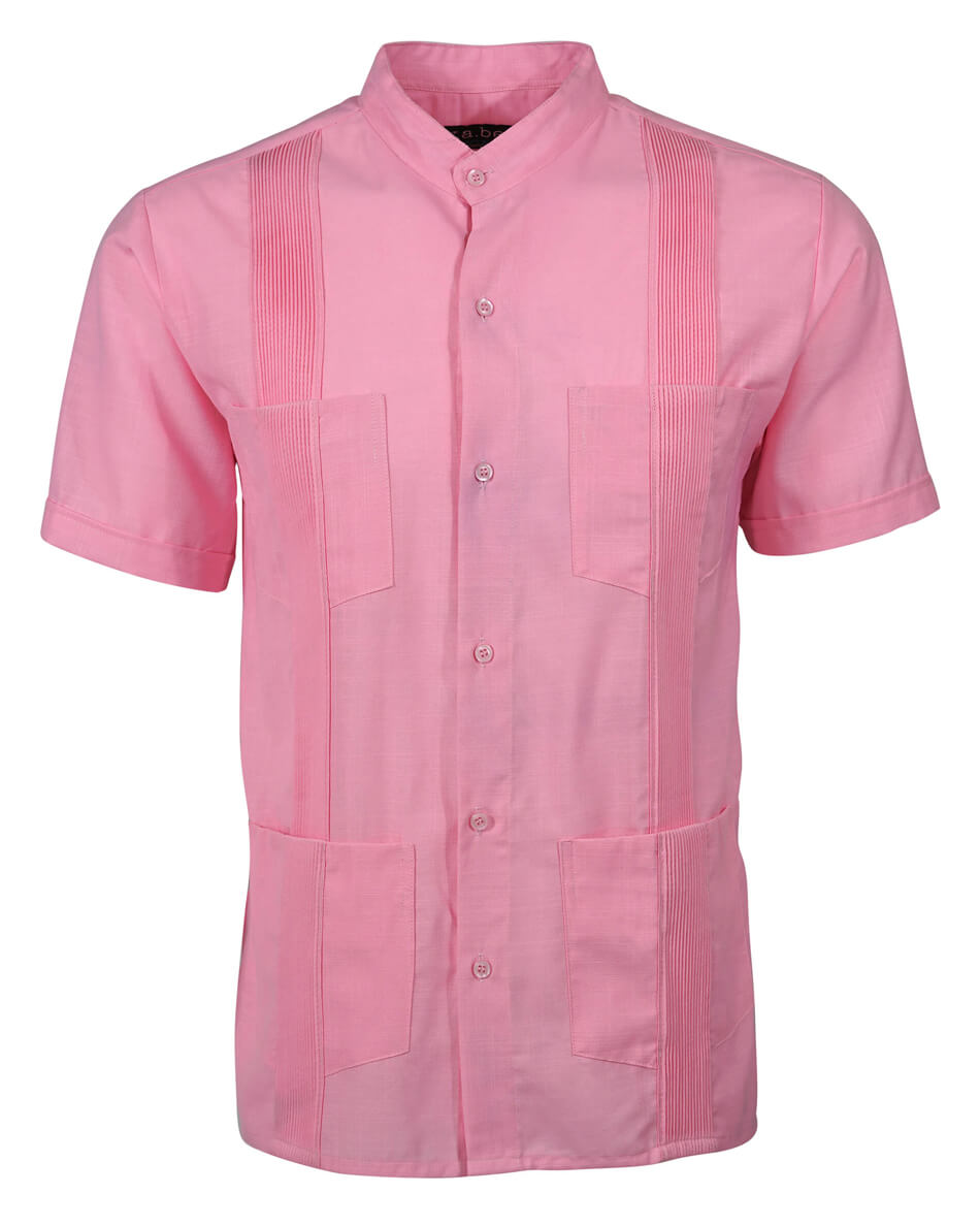 Rose Pink Lux Four Pocket Traditional Guayabera