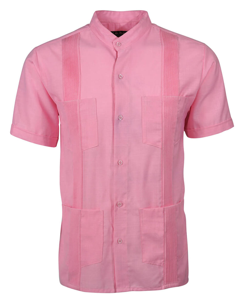 Rose Pink Lux Four Pocket Traditional Guayabera