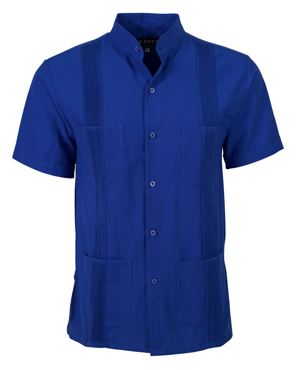 Royal Blue Four Pocket Traditional Guayabera