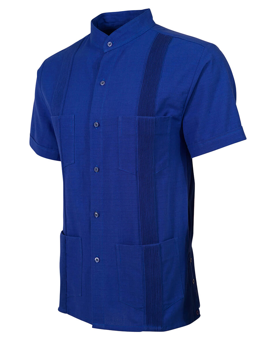 Royal Blue Four Pocket Traditional Guayabera