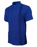 Royal Blue Four Pocket Traditional Guayabera