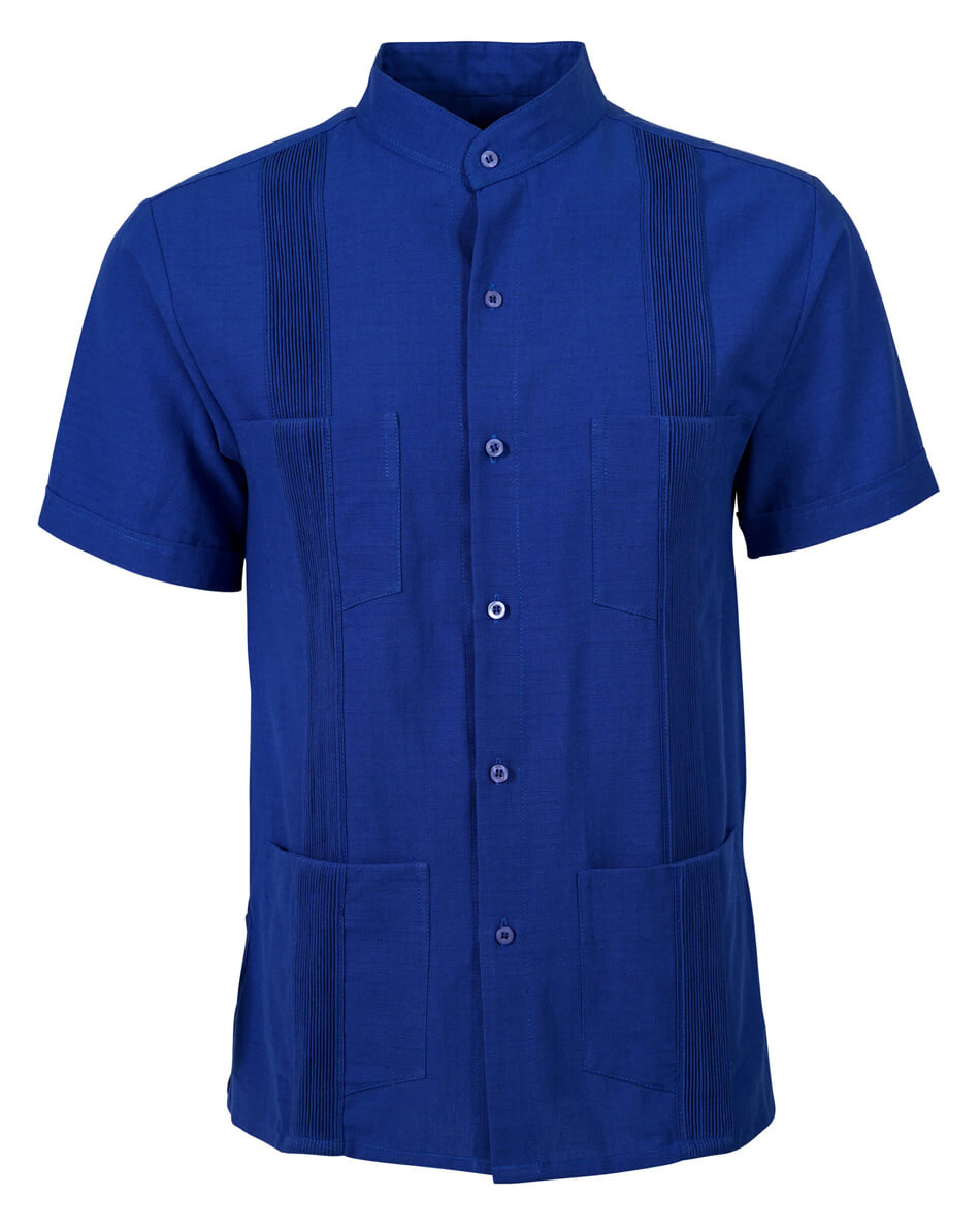 Royal Blue Four Pocket Traditional Guayabera