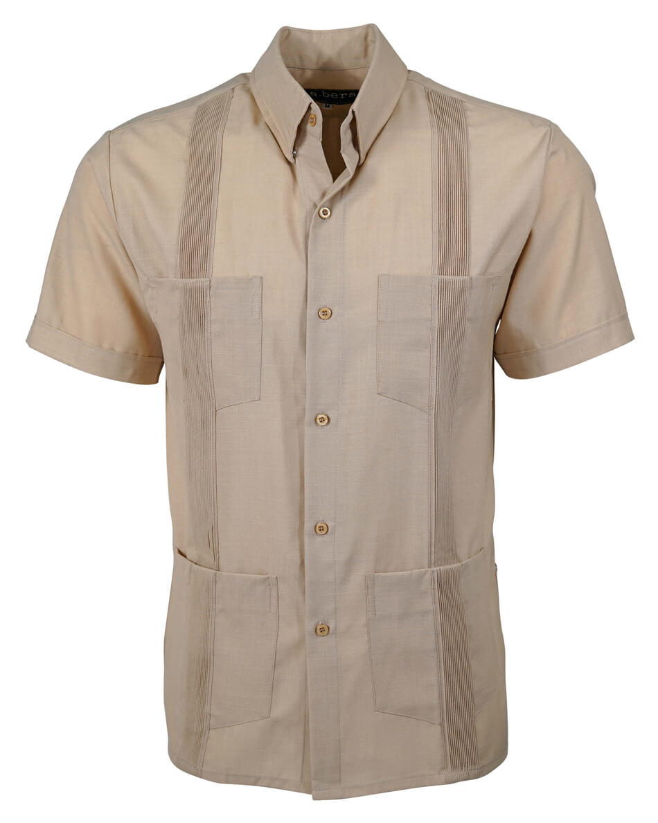 Sand Beige Four Pocket Traditional Guayabera