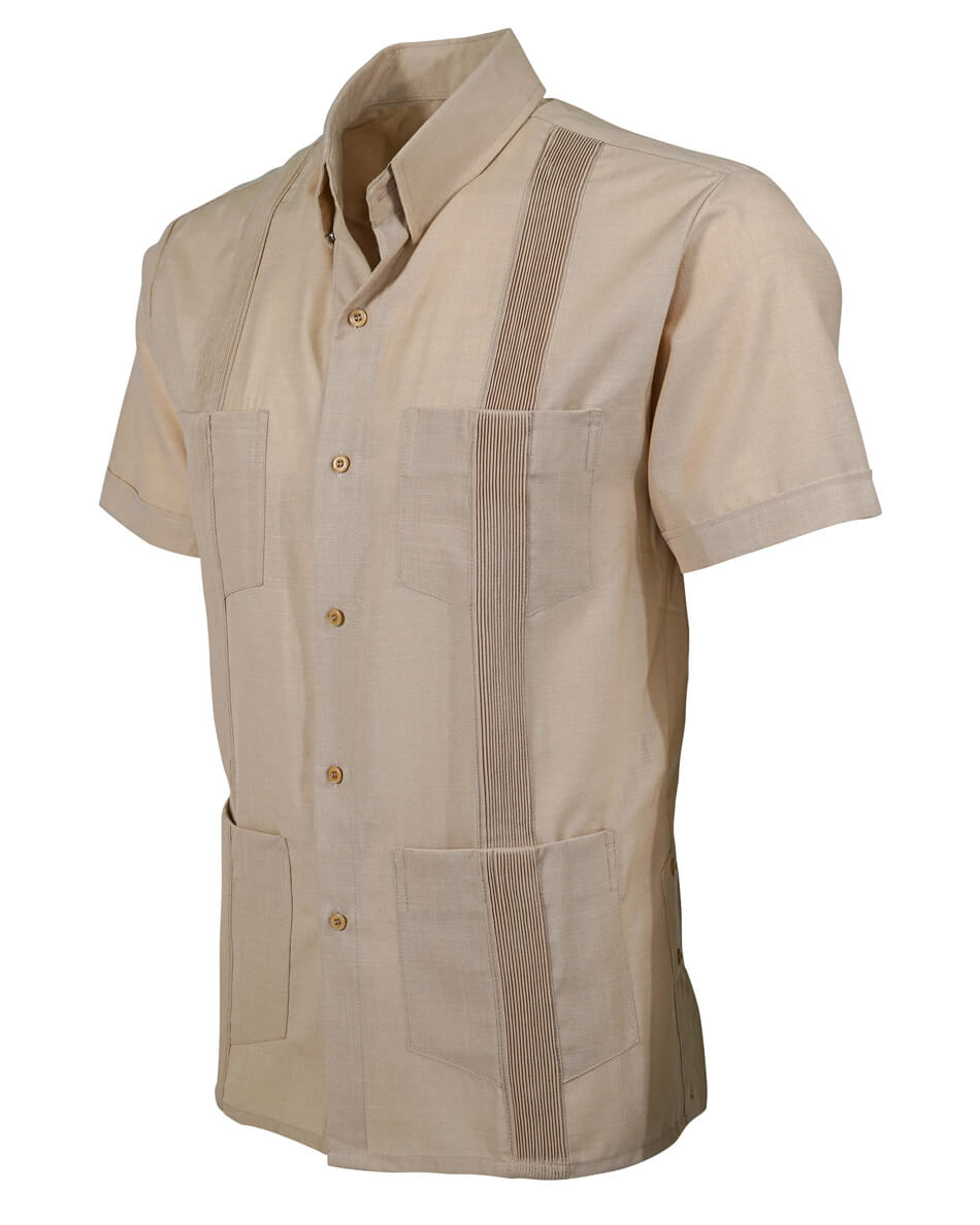 Sand Beige Four Pocket Traditional Guayabera