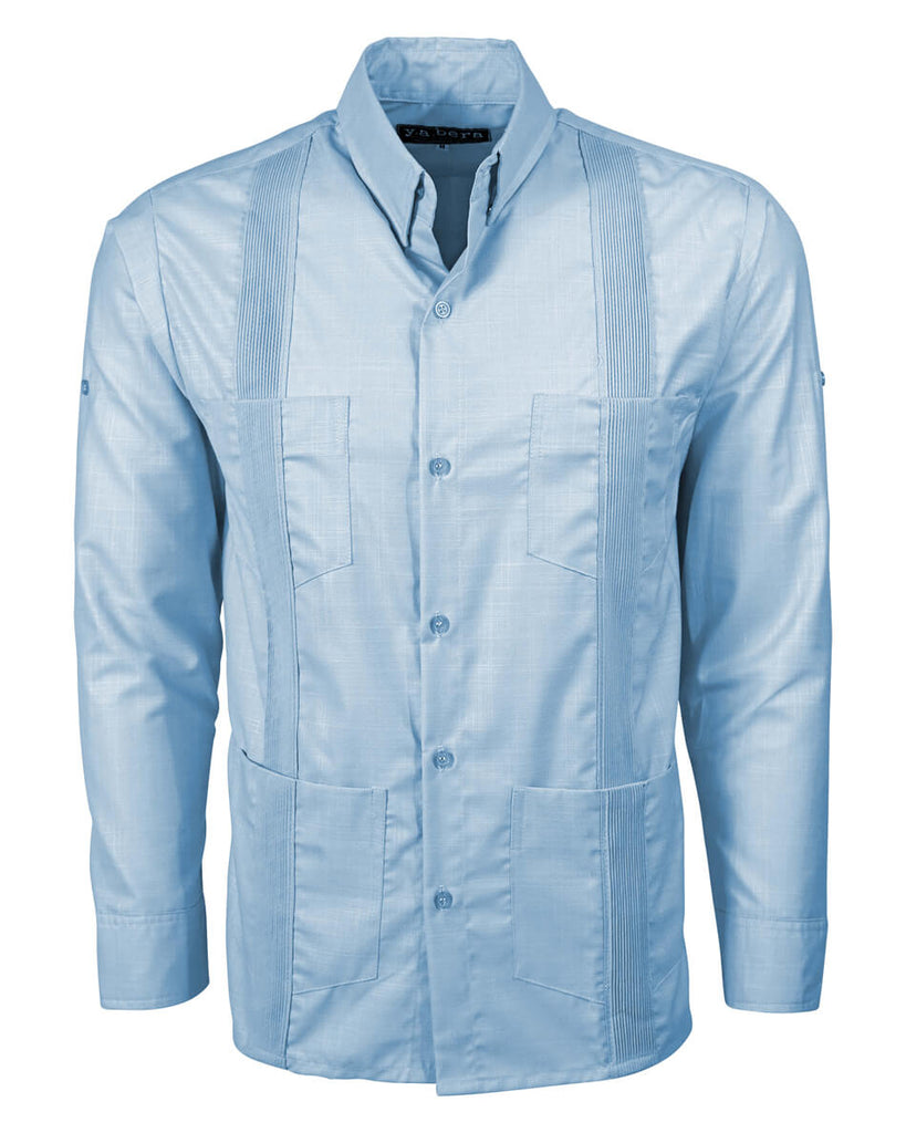 Sky Blue Four Pocket Traditional Guayabera