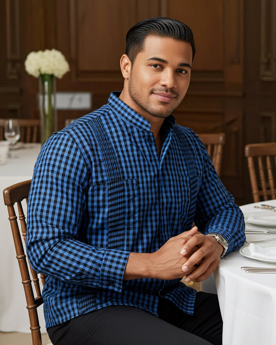 Guingán Grande Cerulean Guayabera