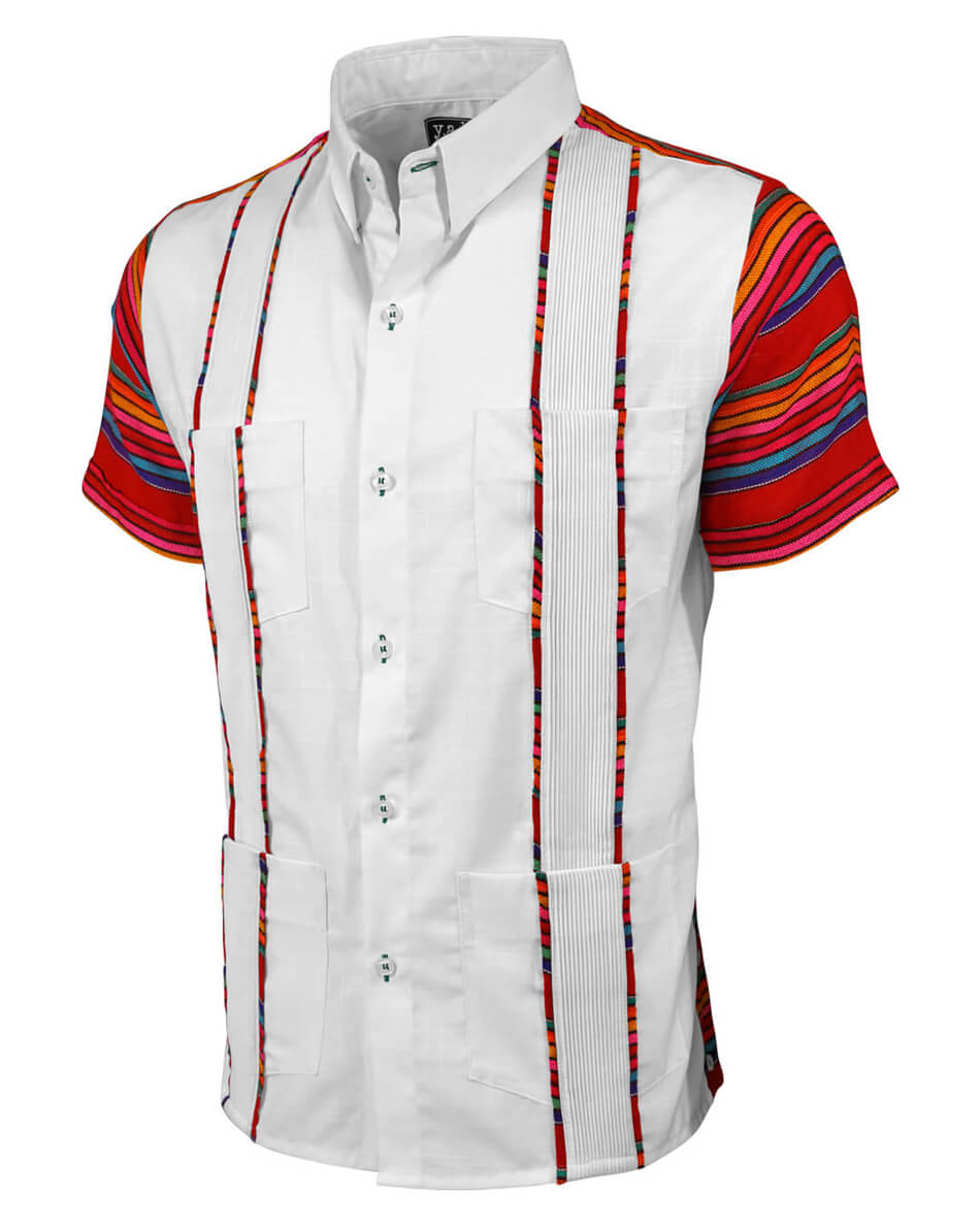 White Azteca Zarape Guayabera