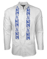 White Clouds with Blue Stars Guayabera