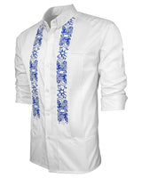 White Clouds with Blue Stars Guayabera