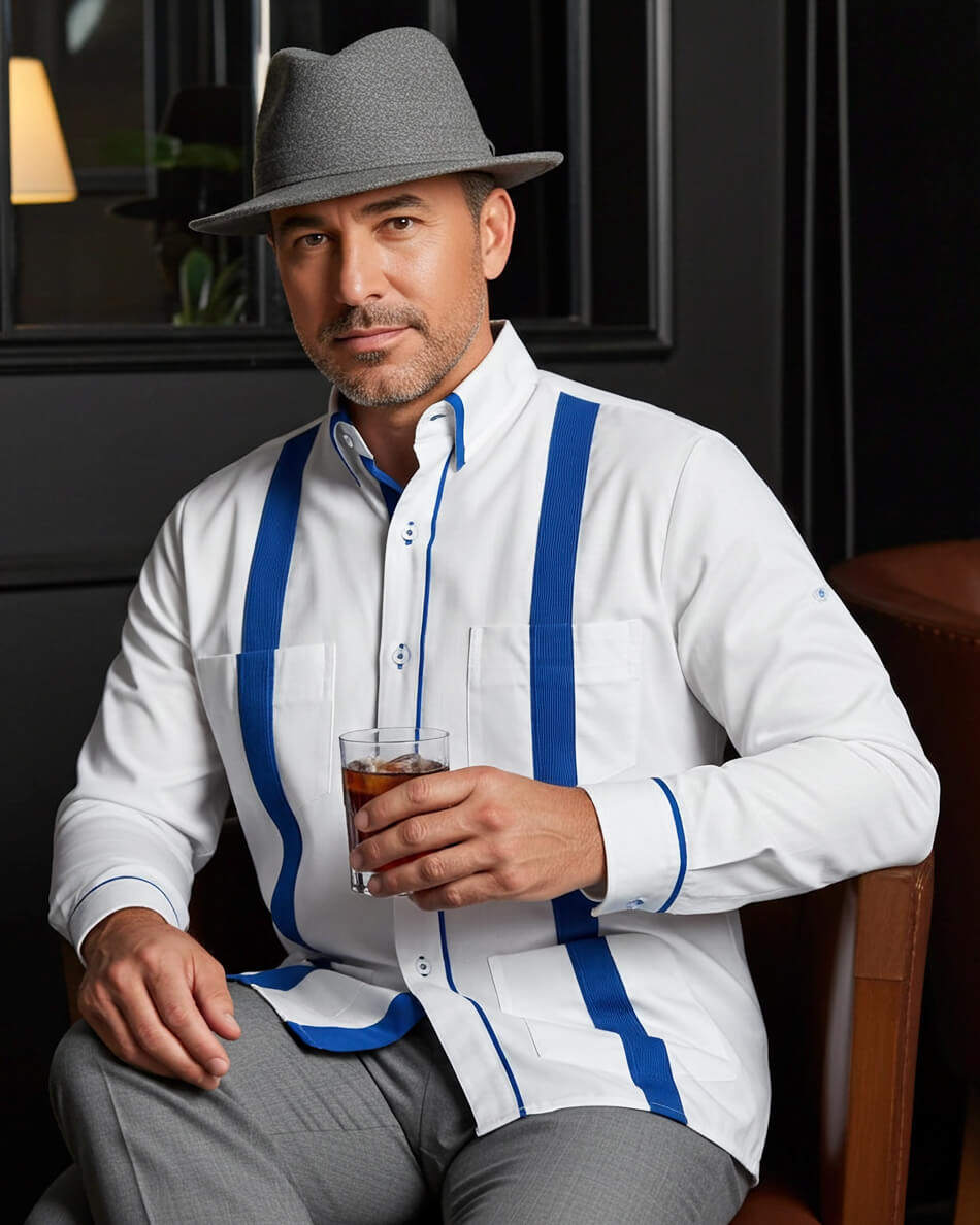 Couture Blanco Acentuada Four Pocket Guayabera