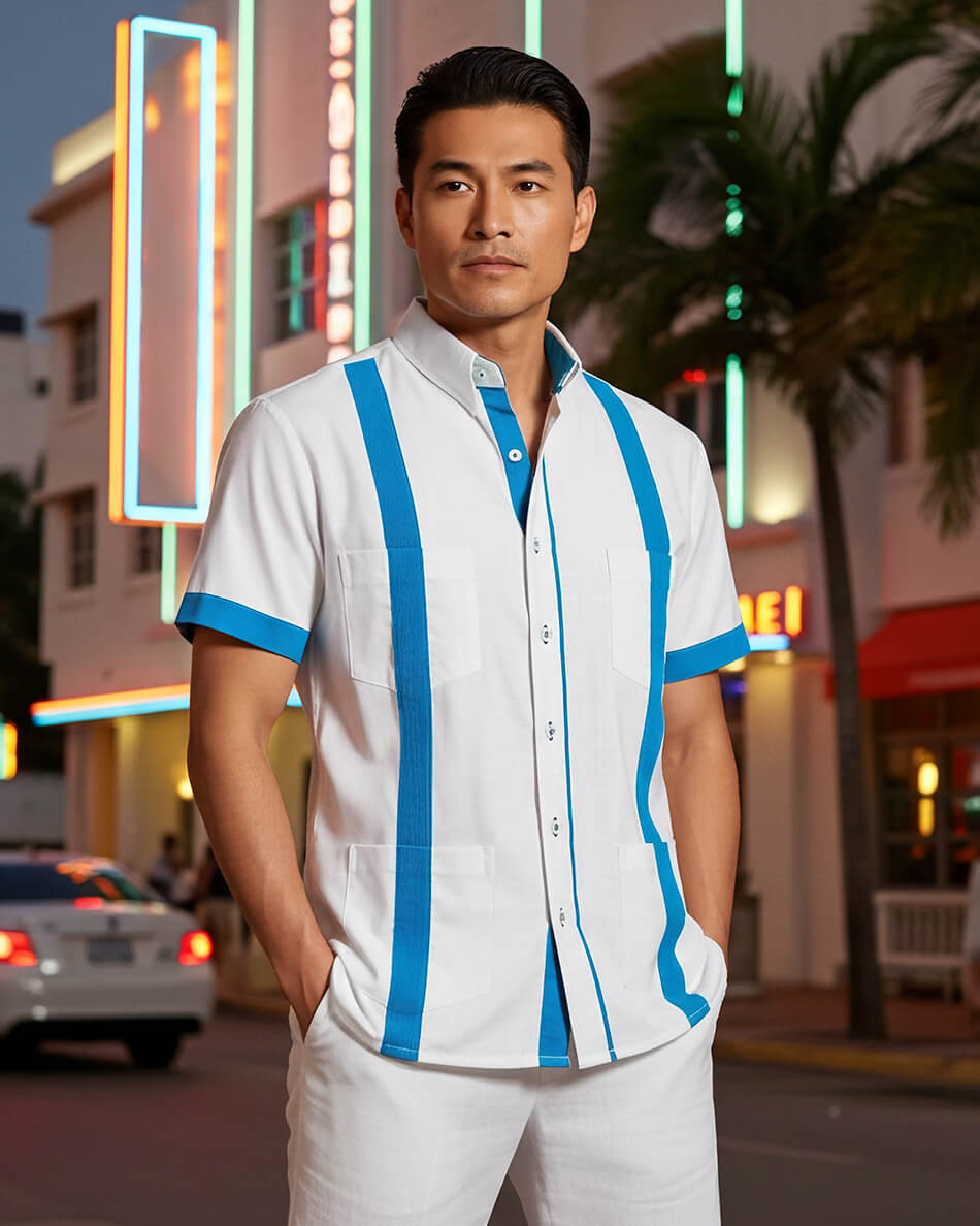 Couture Blanco Acentuada Four Pocket Guayabera