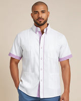 Blanco con Guingán Clásico Cubano Guayabera