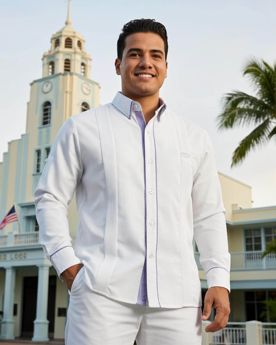 Blanco con Guingán Clásico Presidencial Guayabera