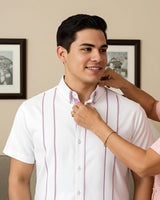 Blanco con Guingán Delicado Presidencial Guayabera