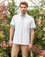 Blanco con Guingán Clásico Cubano Guayabera