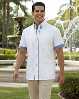Blanco con Guingán Clásico Cubano Guayabera
