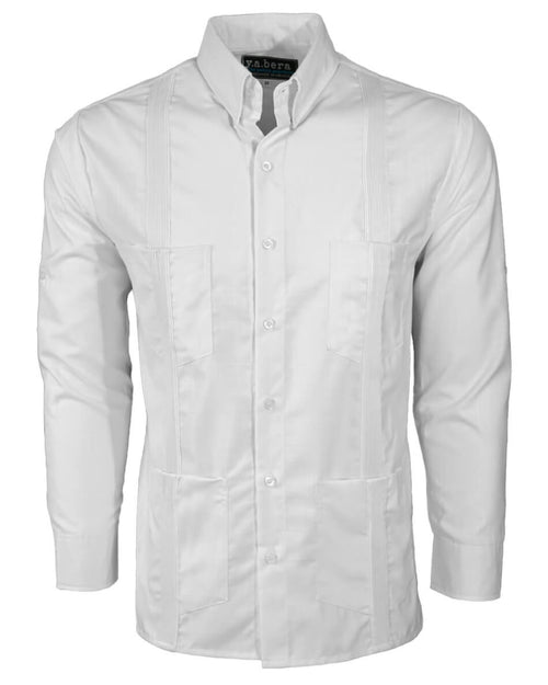 Ready to Go Medium | White Four Pocket Long Sleeve Guayabera - Y.A.Bera Clothing  - Modern Guayabera Shirts for Men - Handmade in Yucatan