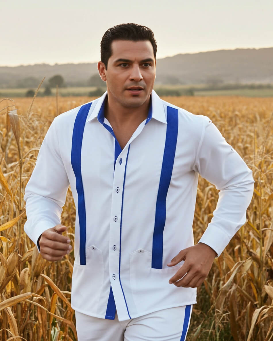 Couture Blanco Acentuado Norteña Guayabera