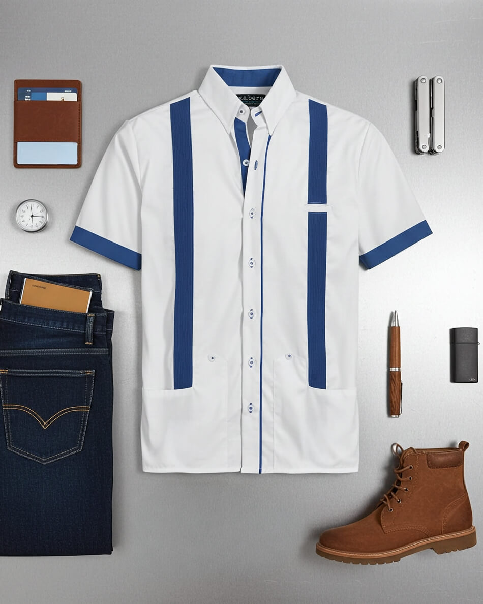 Couture Blanco Acentuado Norteña Guayabera