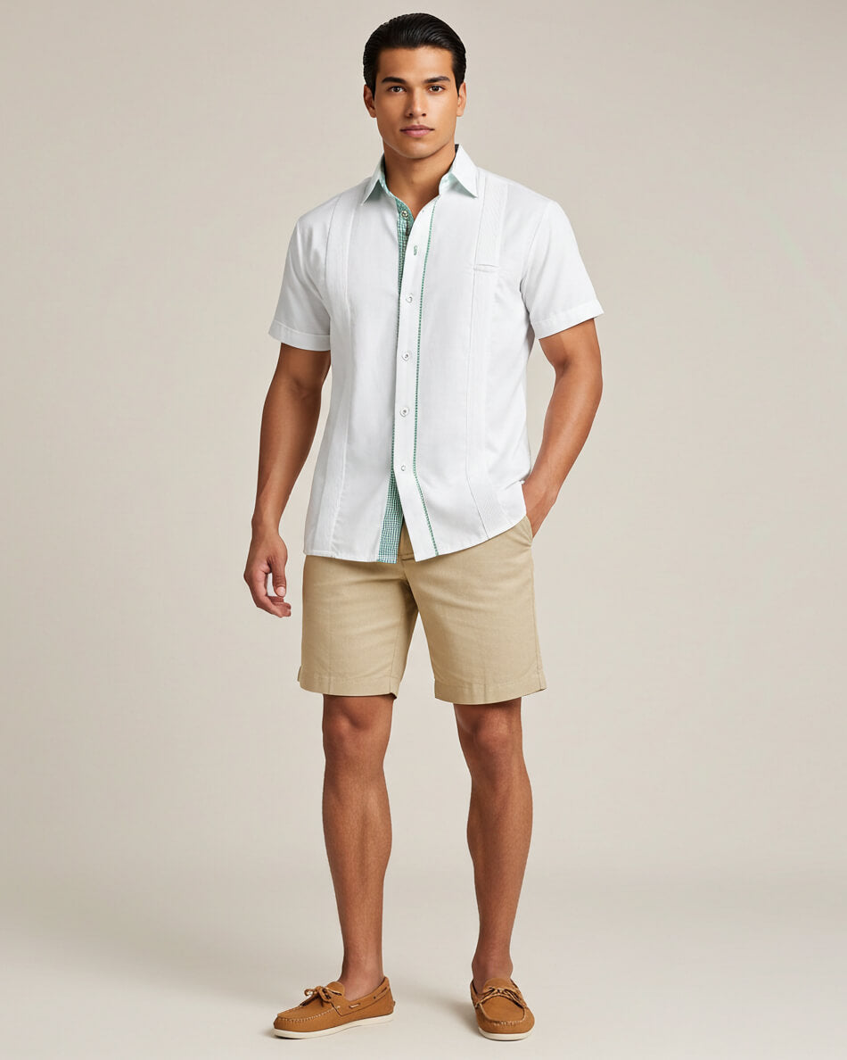 Blanco con Guingán Clásico Presidencial Guayabera