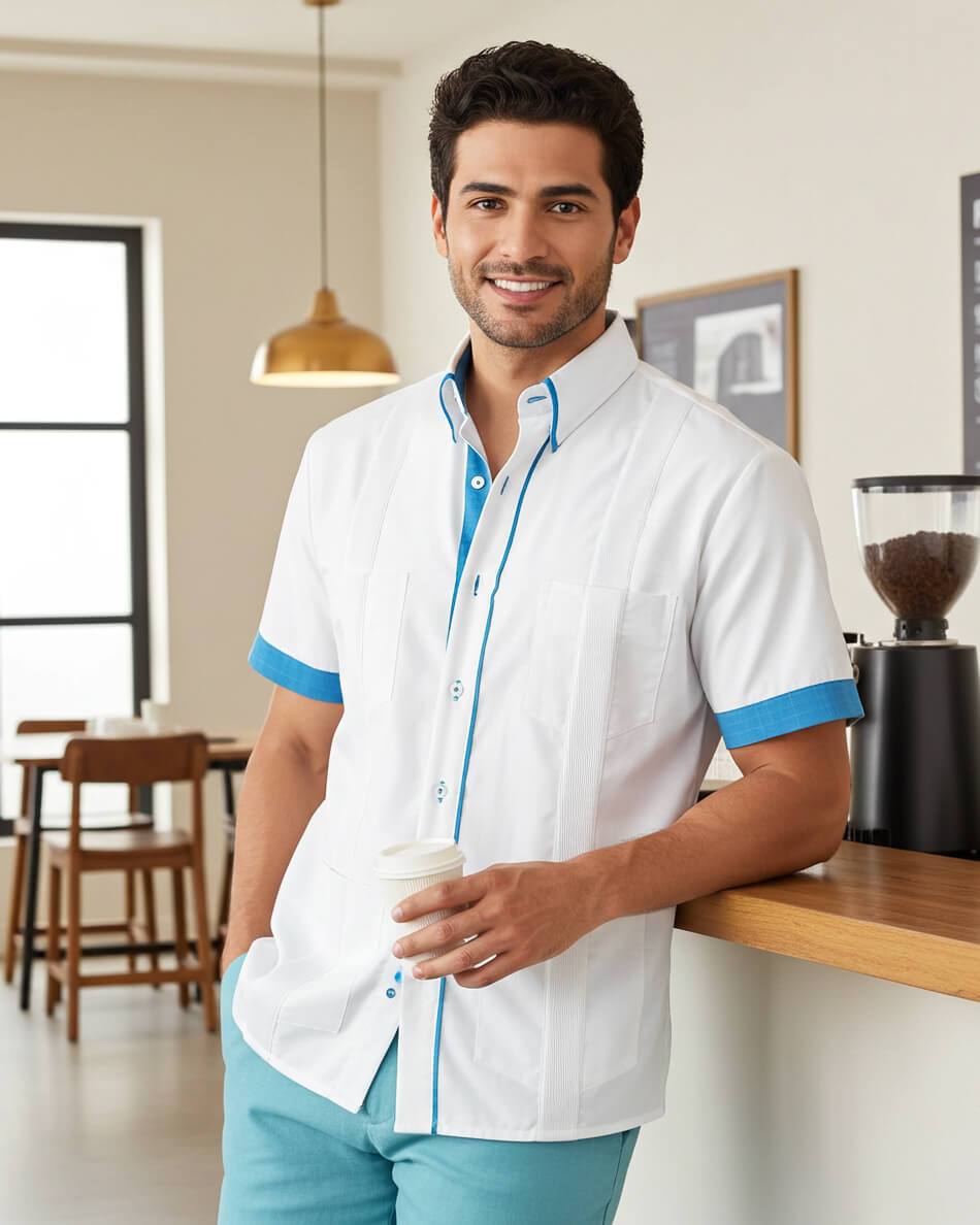 Couture Blanco Clásico Four Pocket Guayabera