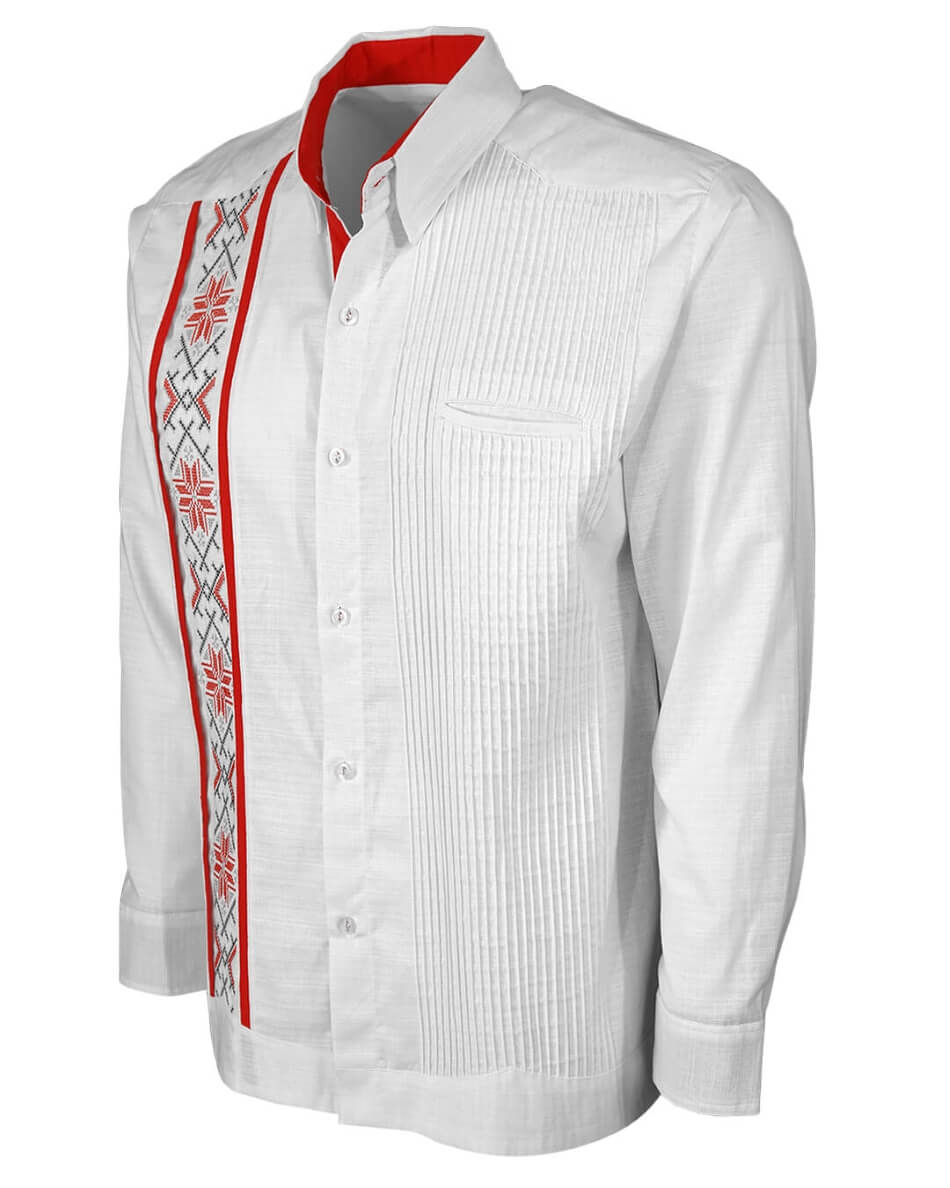 Yucateco Blanco y Rojo Guayabera