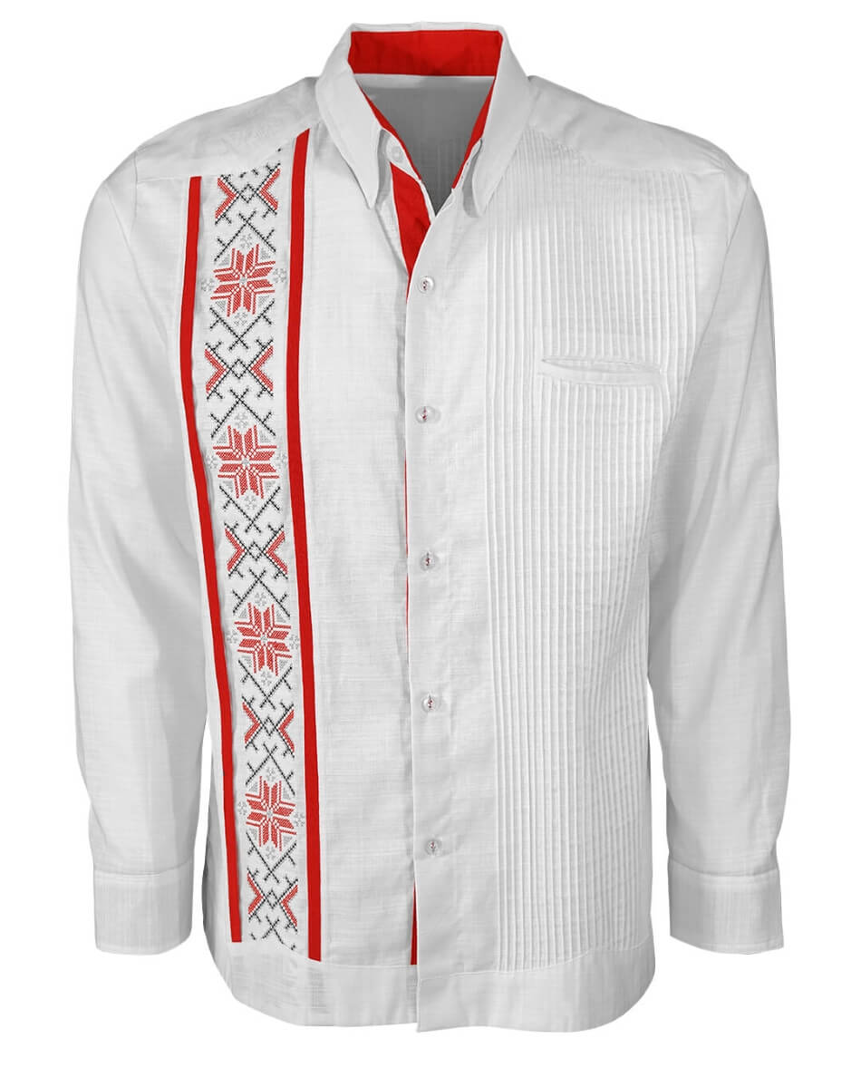 Yucateco Blanco y Rojo Guayabera