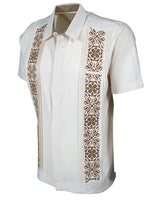 Yucateco Beige y Marrón Artesano Guayabera