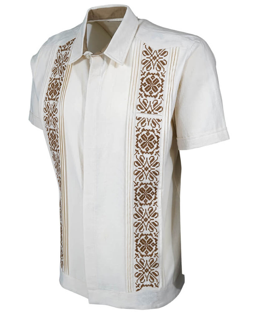 Yucateco Beige y Marrón Artesano Guayabera