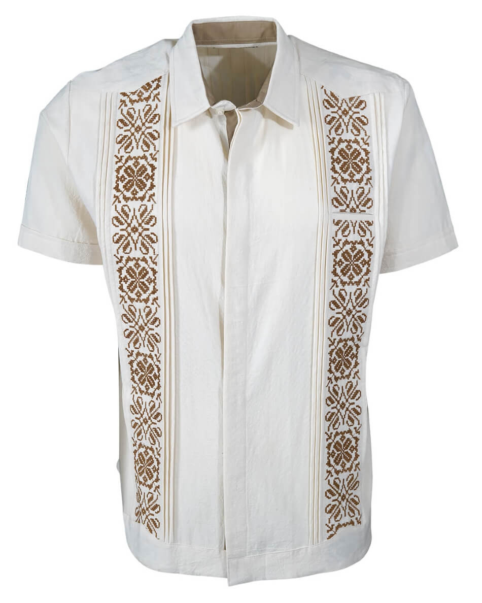 Yucateco Beige y Marrón Artesano Guayabera