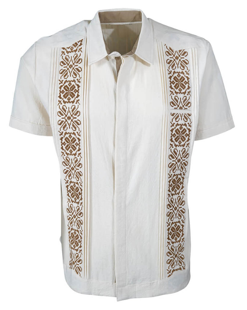 Yucateco Beige y Marrón Artesano Guayabera