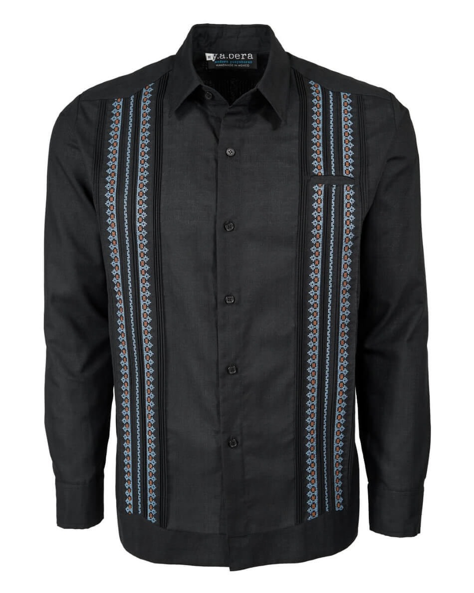 Yucateco Ancient Pixel Black Guayabera