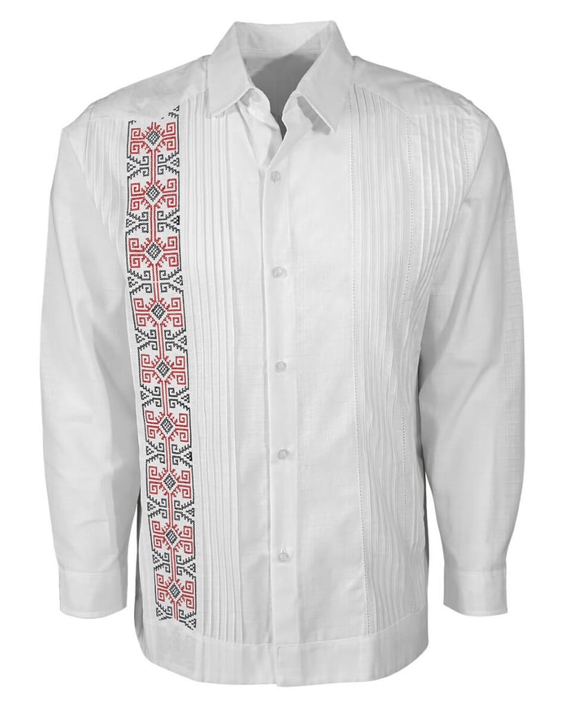 Yucateco Elegante Azteca Blanca Guayabera