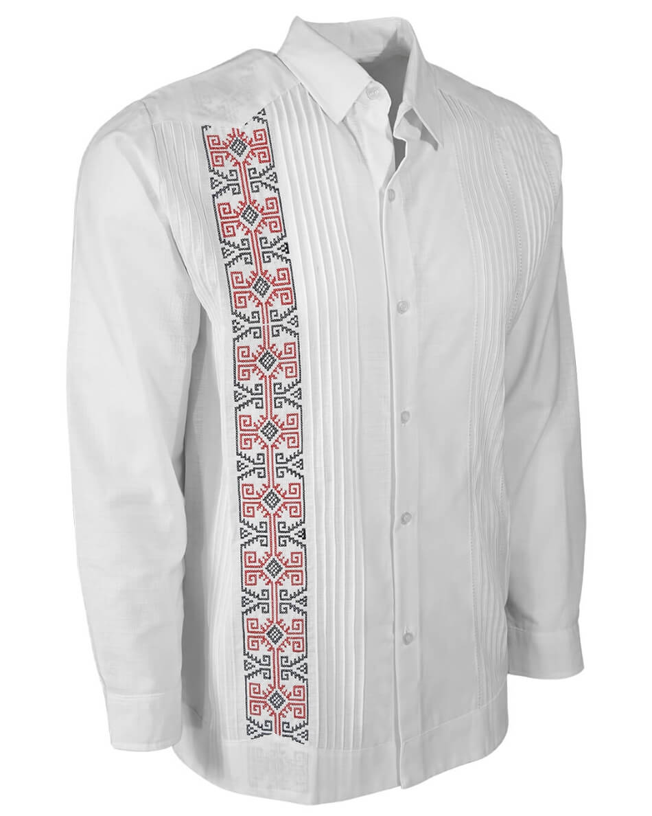 Yucateco Elegante Azteca Blanca Guayabera