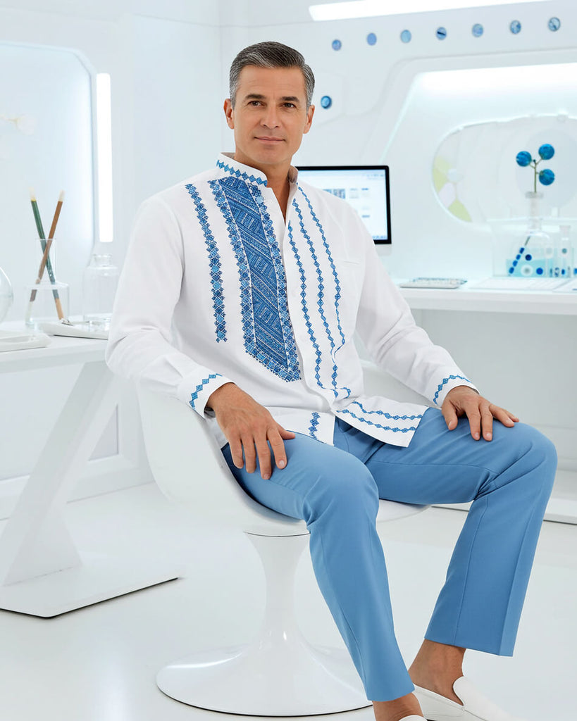 Yucateco Diamante Azules Guayabera