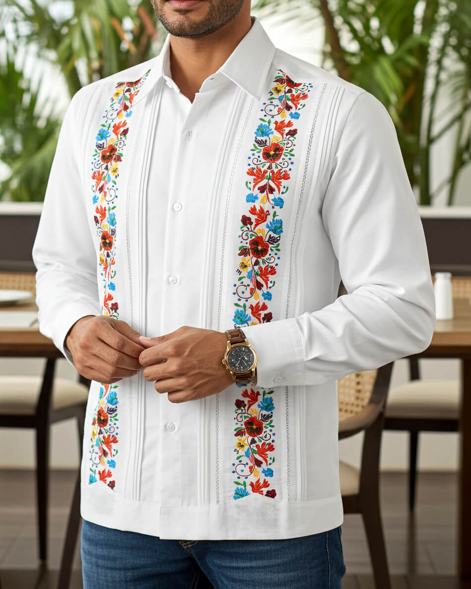 Yucateco Flor Maya Guayabera