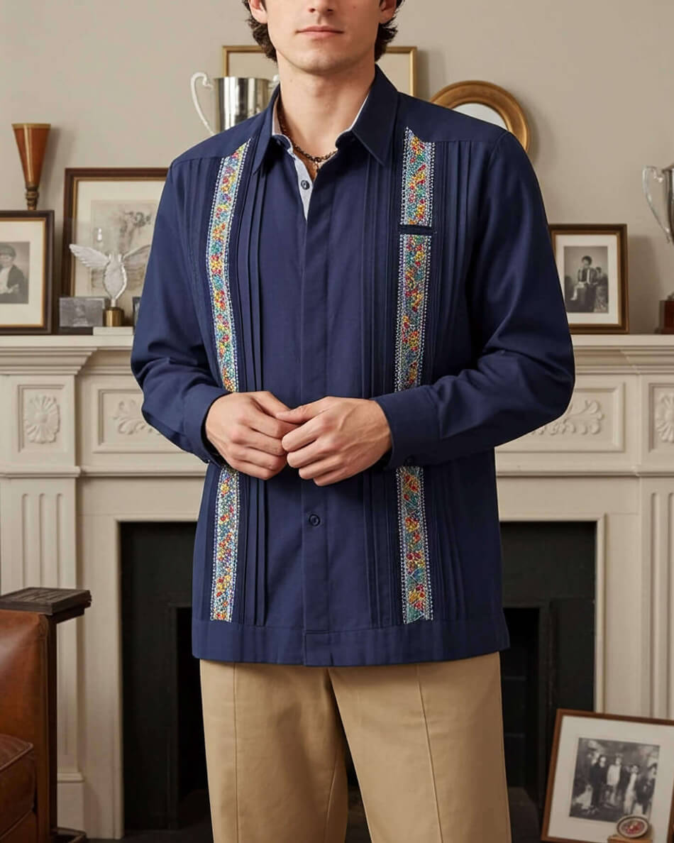 Yucateco Navy Arcoíris Presidencial Guayabera