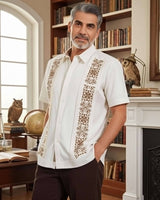 Yucateco Beige y Marrón Artesano Guayabera