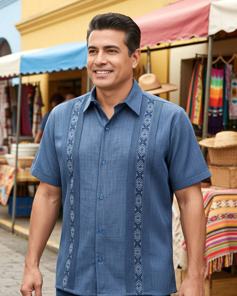 Yucateco Indigo Blue Maya Guayabera