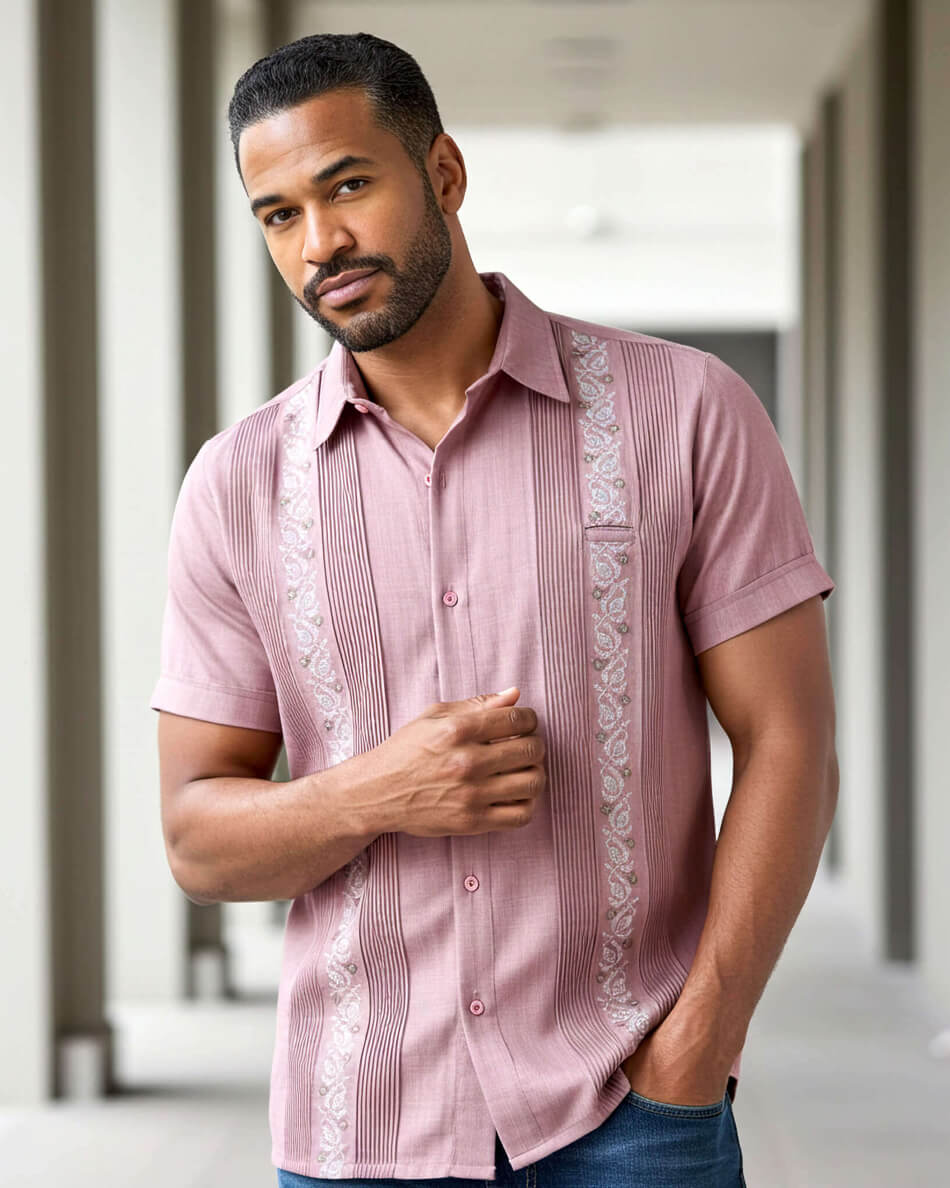 Yucateco Rosewood Pink Guayabera