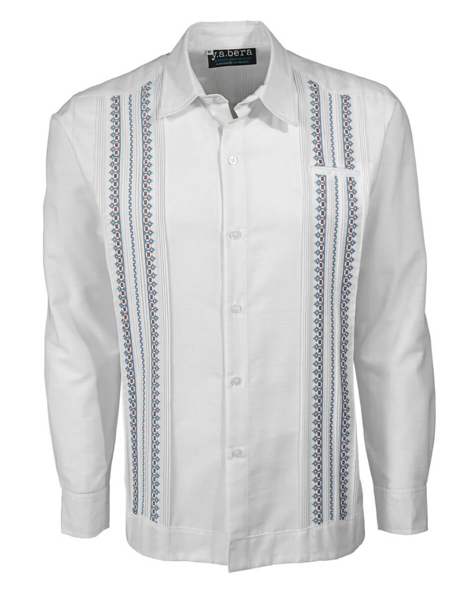 Yucateco Ancient Pixel White Guayabera