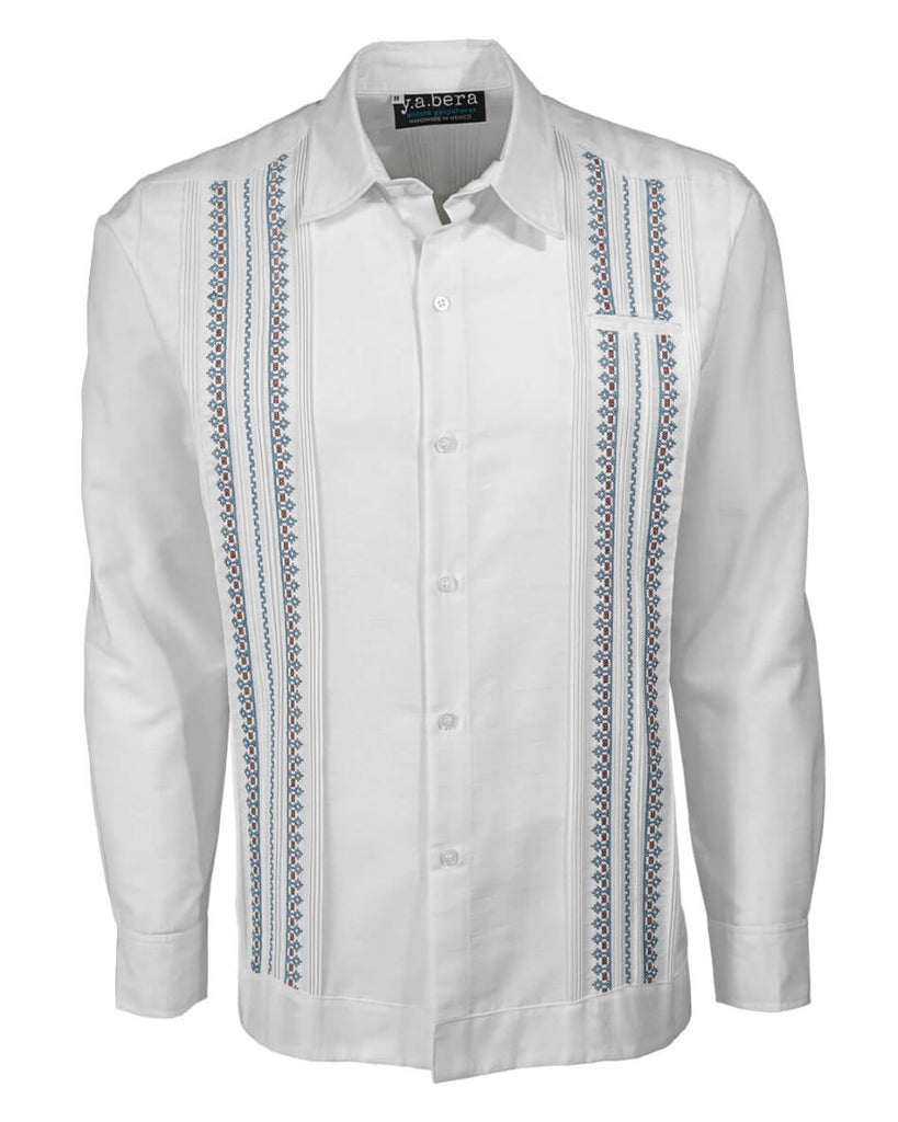 Yucateco Ancient Pixel White Guayabera