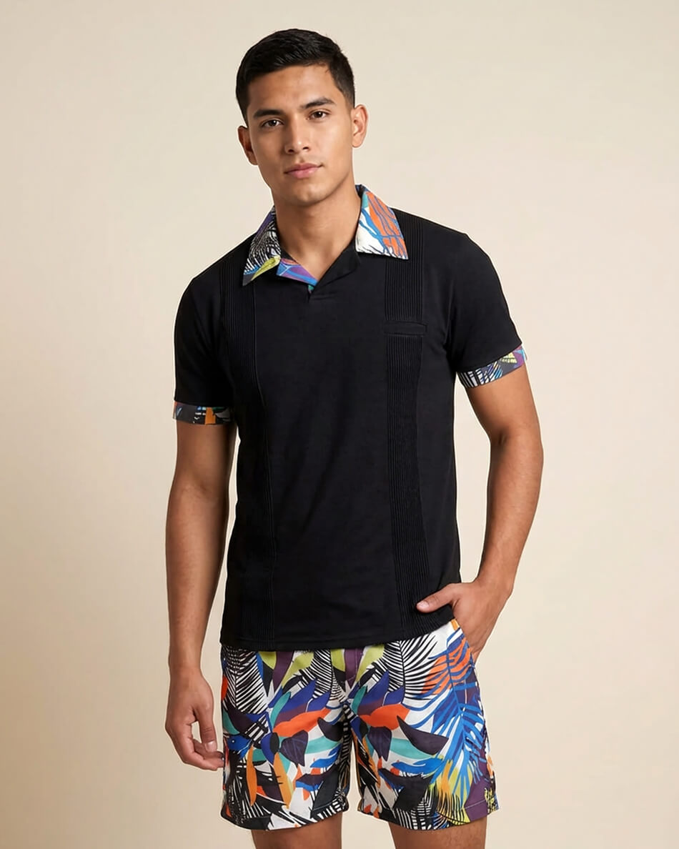 Midnight Tropicale Polo Short Set