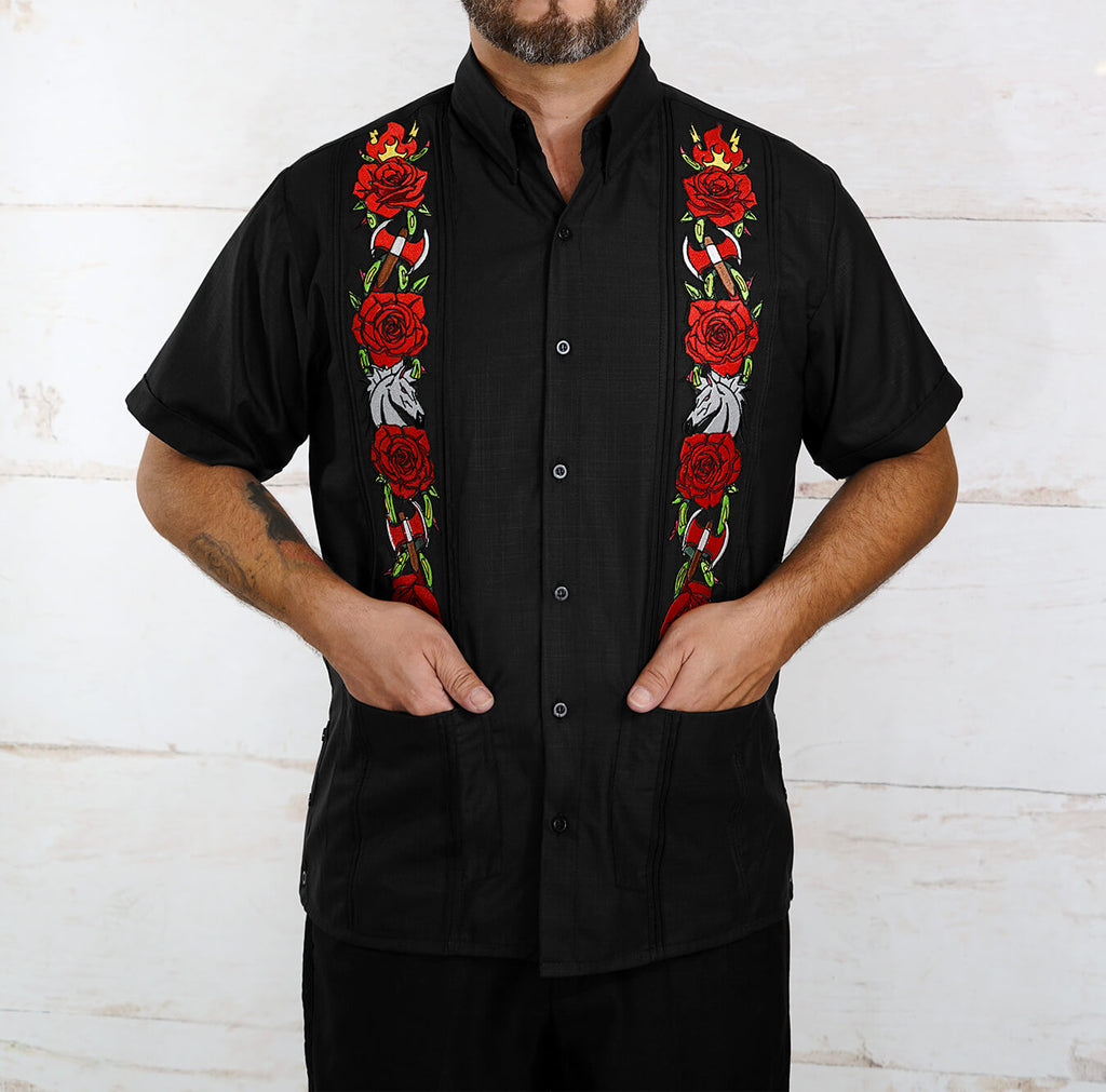 Y.A.BERA Clothing Modern Guayaberas Amor de La Isla Guayabera S