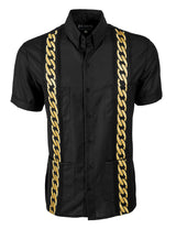 Black Lux with Gold Cuban Links Guayabera