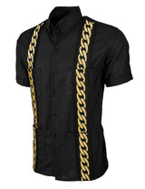 Black Lux with Gold Cuban Links Guayabera
