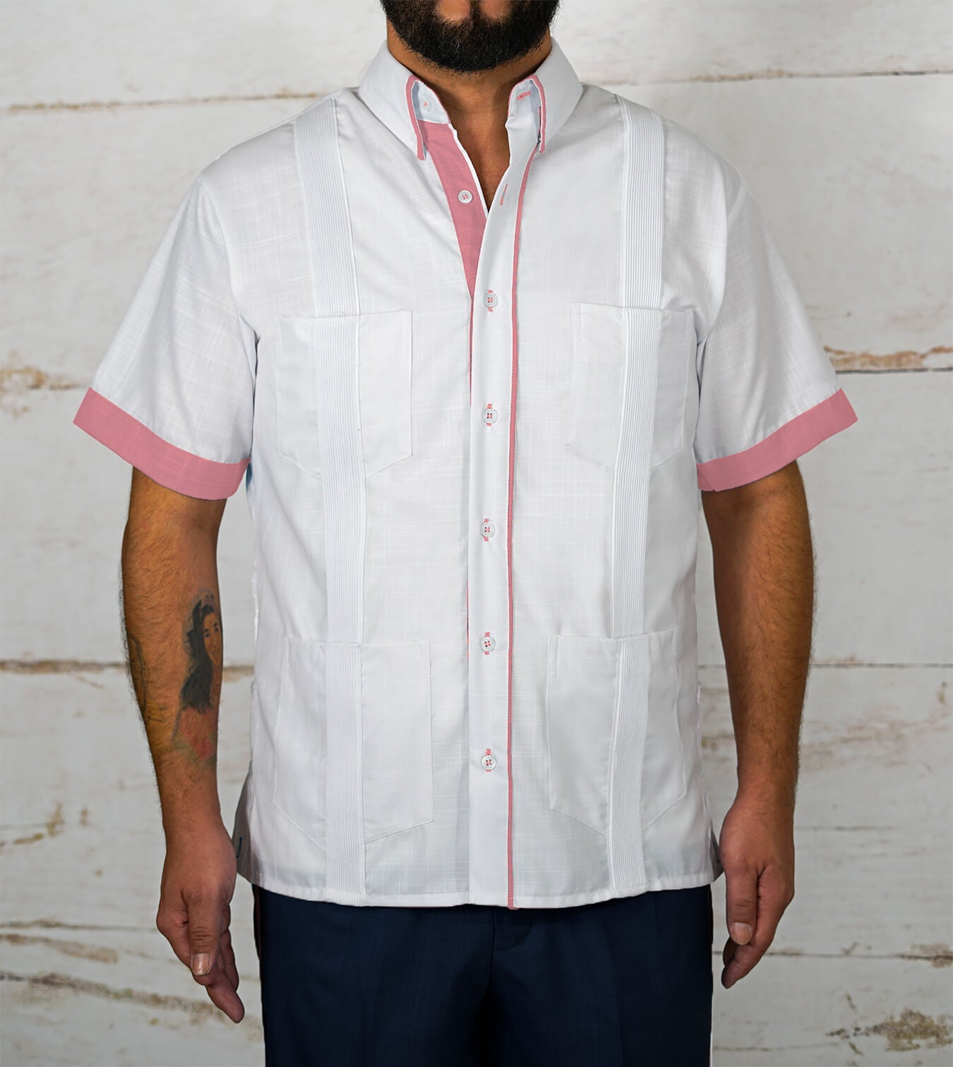 Couture Blanco Clásico Four Pocket Guayabera