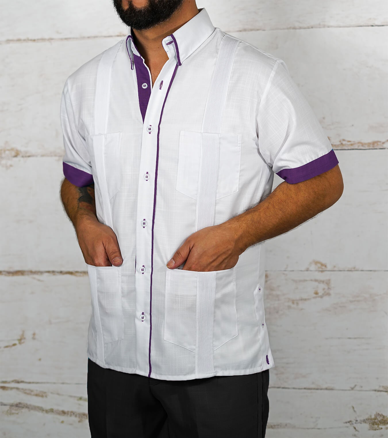 Couture Blanco Clásico Four Pocket Guayabera